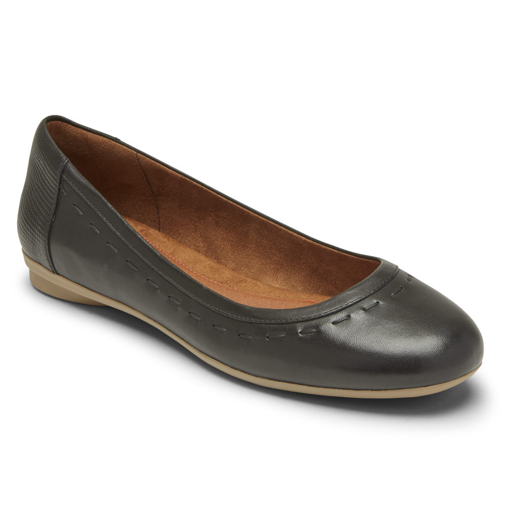 Rockport Flats For Womens Black - Cobb Hill Maiika Ballet - QV3824067